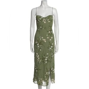 Reformation Kourtney Dress in green floral print, Size 2